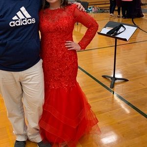 Perfect condition red mermaid wedding prom dress